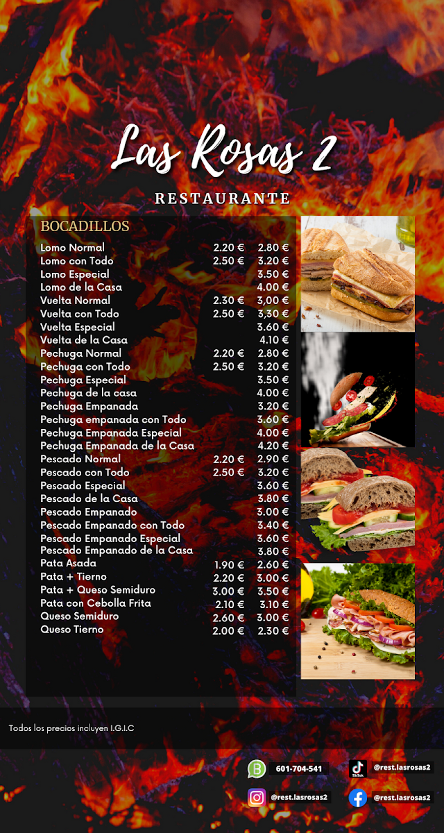 Menu Restaurante Las Rosas 2-4