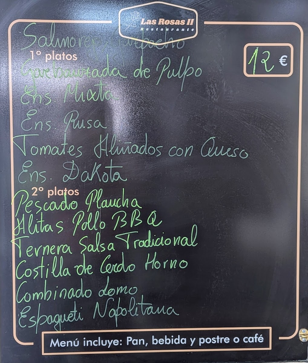 Menu Restaurante Las Rosas 2-6